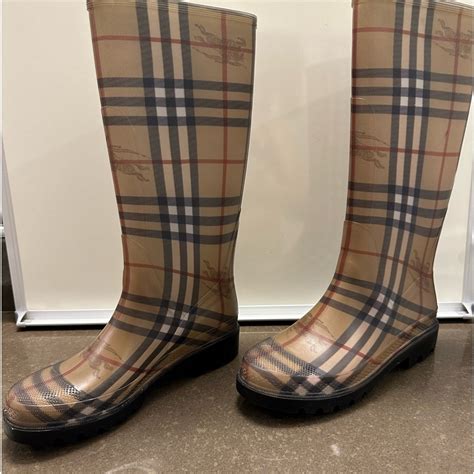 fake burberry pattern rain boots|burberry rain boots for women's.